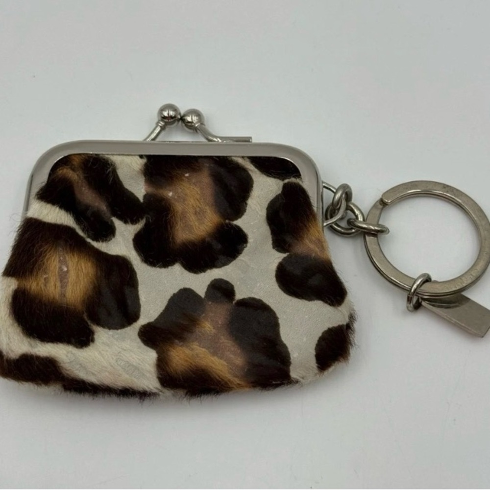RARE Coach Ocelot Calf Hair Kisslock Coin Purse Keychain - Picture 3 of 7